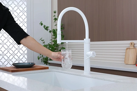 Смеситель для кухни Paulmark GANYMEDE Ga213199-WH белый матовый Смеситель для кухни Paulmark GANYMEDE Ga213199-WH белый матовый
