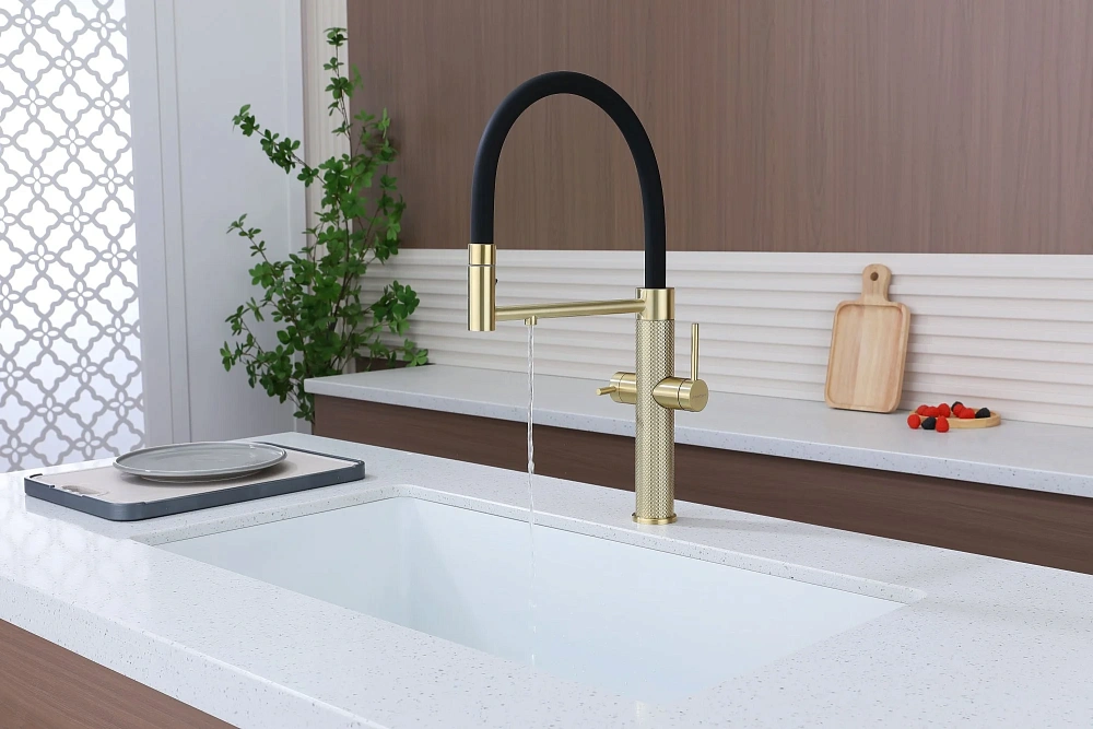 Смеситель для кухни Paulmark NEXUS DIAMOND Nd613999-LG светлое золото — Изображение 4