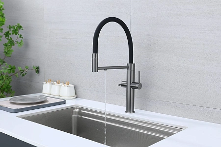 Смеситель для кухни Paulmark NEXUS Ne213999-GM вороненая сталь Смеситель для кухни Paulmark NEXUS Ne213999-GM вороненая сталь