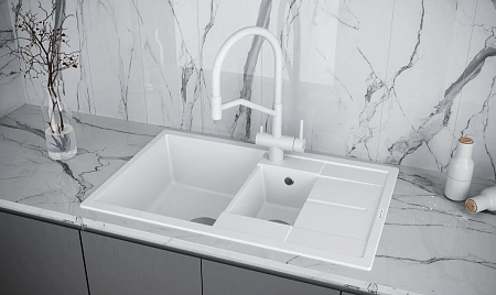 Смеситель для кухни Paulmark RUBERT Ru213175-WH белый матовый Смеситель для кухни Paulmark RUBERT Ru213175-WH белый матовый
