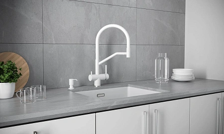 Смеситель для кухни Paulmark RUBERT Ru213175-WH белый матовый Смеситель для кухни Paulmark RUBERT Ru213175-WH белый матовый