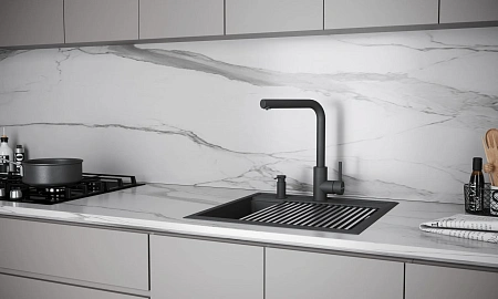 Смеситель для кухни Paulmark TWIN Tw213622-BLM черный Смеситель для кухни Paulmark TWIN Tw213622-BLM черный