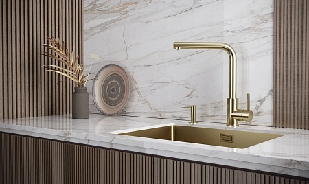 Смеситель для кухни Paulmark TWIN Tw213622-LG светлое золото Смеситель для кухни Paulmark TWIN Tw213622-LG светлое золото