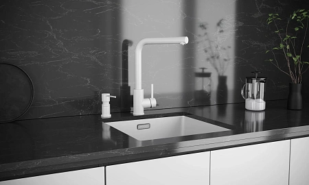 Смеситель для кухни Paulmark TWIN Tw213622-WH белый матовый Смеситель для кухни Paulmark TWIN Tw213622-WH белый матовый