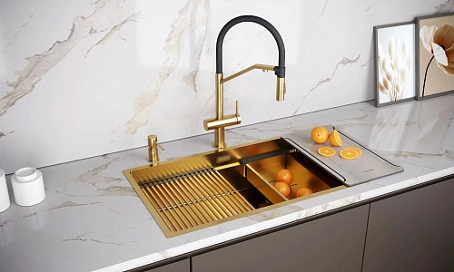 Смеситель для кухни Paulmark ZENDER Ze213155-BG брашированное золото Смеситель для кухни Paulmark ZENDER Ze213155-BG брашированное золото