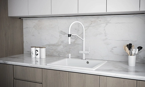 Смеситель для кухни Paulmark ZENDER Ze213155-WH белый матовый Смеситель для кухни Paulmark ZENDER Ze213155-WH белый матовый