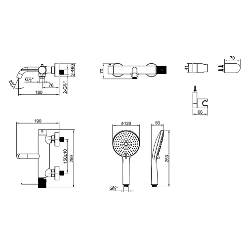 Смеситель для ванны Lemark Karelia (LMF-2022S-GM) графит Смеситель для ванны Lemark Karelia (LMF-2022S-GM) графит
