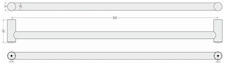 Поручень Сунержа прямой d 28 мм / L 800 071-3012-0800 сатин Поручень Сунержа прямой d 28 мм / L 800 071-3012-0800 сатин