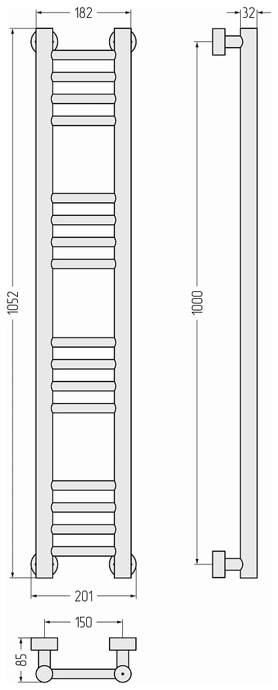 Полотенцесушитель водяной Сунержа Богема PRO 1000х150 00-0460-1015 — Изображение 4