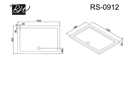 Душевой поддон Black&White RS-0912 90x120 0912000 Душевой поддон Black&White RS-0912 90x120 0912000