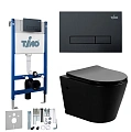 Комплект унитаза Timo INARI TWC-01+FP-003MB+TK-503MB черный с инсталляцией, клавишей смыва INARI черная матовая с шумоизоляцией и креплениями Комплект унитаза Timo INARI TWC-01+FP-003MB+TK-503MB черный с инсталляцией, клавишей смыва INARI черная матовая с шумоизоляцией и креплениями