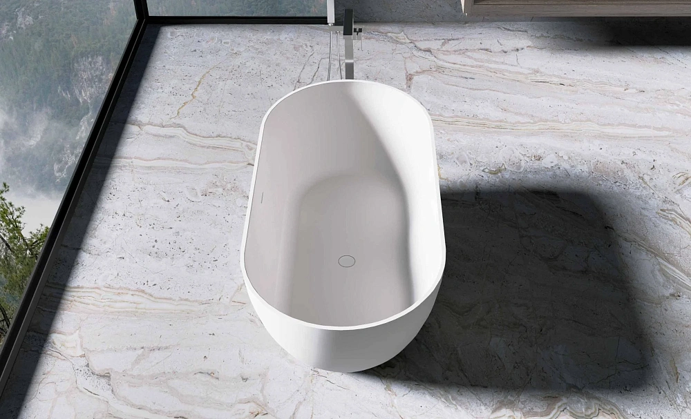 Ванна из искусственного камня Vincea Solid Surface VBT-4S04MW-1600, 1600x800x560, белый матовый, щелевой перелив — Изображение 4