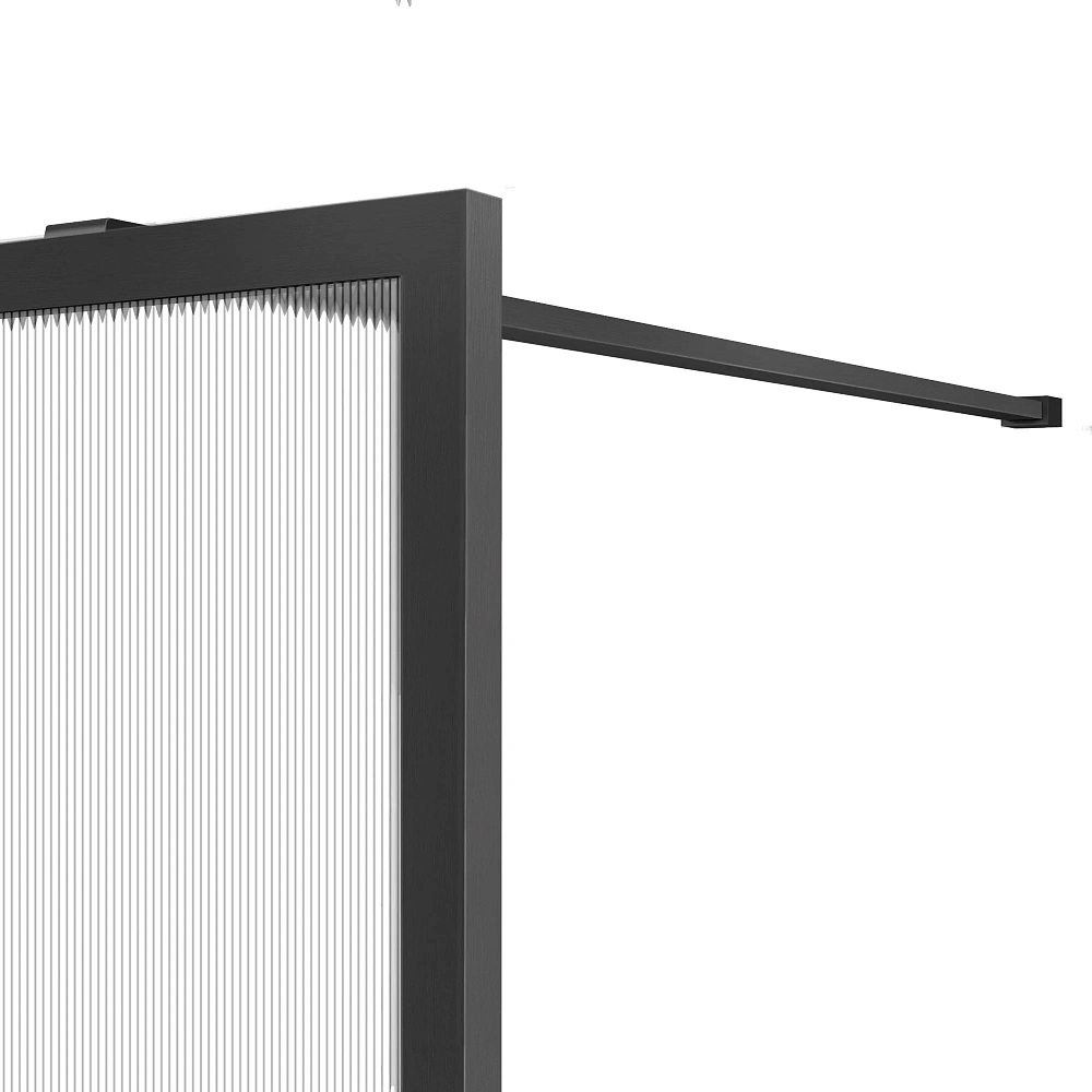 Душевая перегородка Vincea Walk-In VSW-1HP700FLGM 700x2000, вороненая сталь, стекло рифленое — Изображение 4