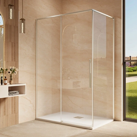 Душевой уголок Vincea Ultima VSR-7UL9012CLBN 1200x900, брашированный никель, стекло прозрачное