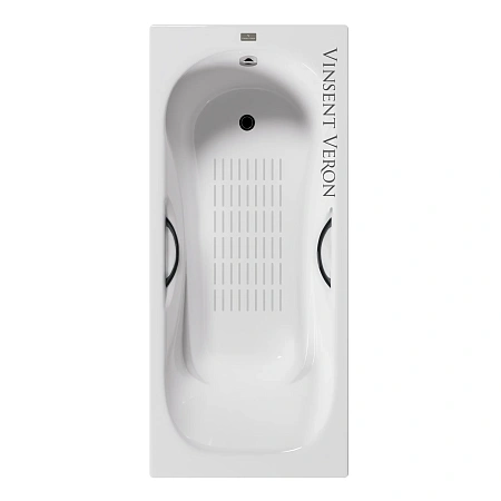 Ванна чугунная Vinsent Veron Aura 150x75x42 VAU1507542H/VH0015BL-AS с черными матовыми ручками и антискользящим покрытием Ванна чугунная Vinsent Veron Aura 150x75x42 VAU1507542H/VH0015BL-AS с черными матовыми ручками и антискользящим покрытием