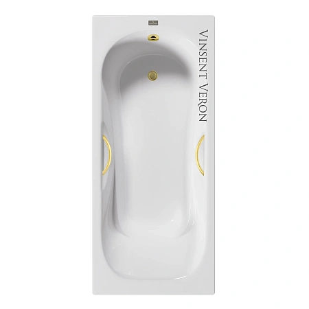 Ванна чугунная Vinsent Veron Aura 150x75x42 VAU1507542H/VH0015MGD с ручками матовое золото Ванна чугунная Vinsent Veron Aura 150x75x42 VAU1507542H/VH0015MGD с ручками матовое золото