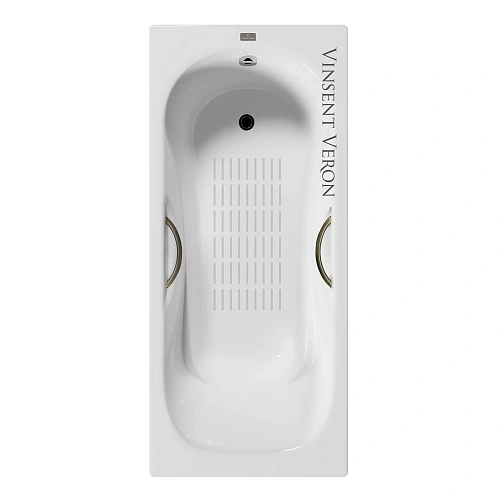 Ванна чугунная Vinsent Veron Aura 170x70x42 VAU1707042H/VH0015BR-AS с бронзовыми ручками и антискользящим покрытием Ванна чугунная Vinsent Veron Aura 170x70x42 VAU1707042H/VH0015BR-AS с бронзовыми ручками и антискользящим покрытием