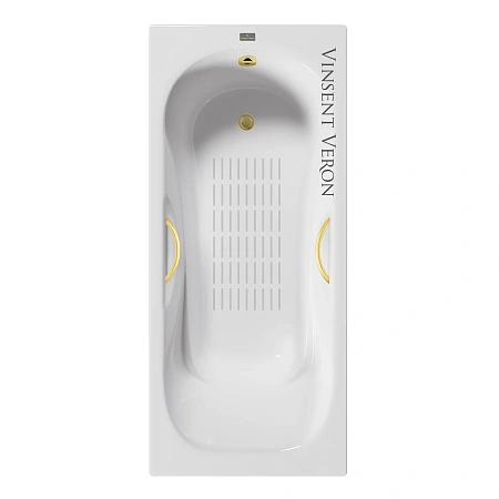 Ванна чугунная Vinsent Veron Aura 170x75x42 VAU1707542H/VH0015MGD-AS с ручками матовое золото и антискользящим покрытием Ванна чугунная Vinsent Veron Aura 170x75x42 VAU1707542H/VH0015MGD-AS с ручками матовое золото и антискользящим покрытием
