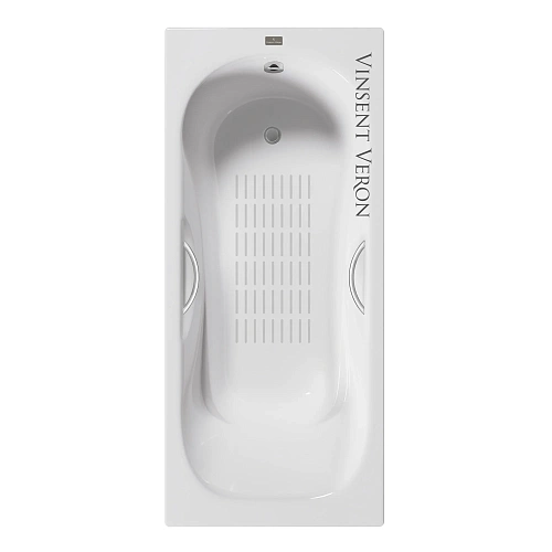 Ванна чугунная Vinsent Veron Aura 180x80x45 VAU1808045H/VH0015NI-AS с ручками цвет никель и антискользящим покрытием Ванна чугунная Vinsent Veron Aura 180x80x45 VAU1808045H/VH0015NI-AS с ручками цвет никель и антискользящим покрытием