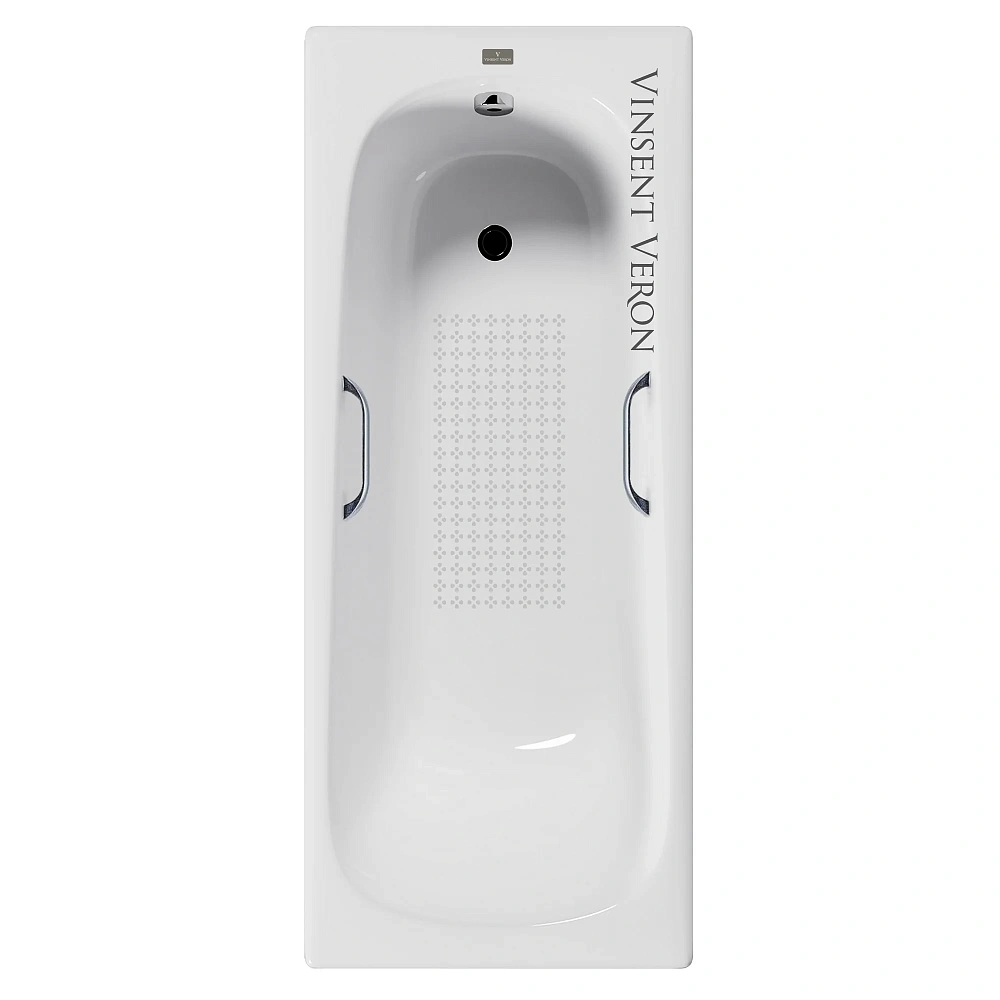Ванна чугунная Vinsent Veron Concept 140x70x42 VCO1407042H/VH0012CH-AS с хромированными ручками и антискользящим покрытием — Изображение 1