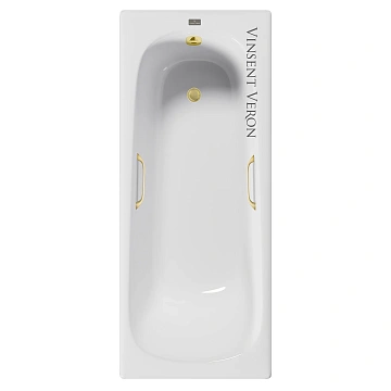 Ванна чугунная Vinsent Veron Concept 140x70x42 VCO1407042H/VH0012MGD с ручками матовое золото
