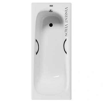 Ванна чугунная Vinsent Veron Concept 140x70x42 VCO1407042H/VH0015BL с черными матовыми ручками