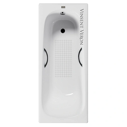 Ванна чугунная Vinsent Veron Concept 140x70x42 VCO1407042H/VH0015BL-AS с черными матовыми ручками и антискользящим покрытием Ванна чугунная Vinsent Veron Concept 140x70x42 VCO1407042H/VH0015BL-AS с черными матовыми ручками и антискользящим покрытием