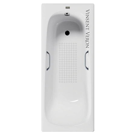 Ванна чугунная Vinsent Veron Concept 150x70x42 VCO1507042H/VH0012CH-AS с хромированными ручками и антискользящим покрытием