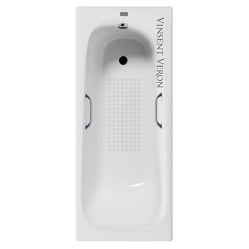 Ванна чугунная Vinsent Veron Concept 150x70x42 VCO1507042H/VH0012CH-AS с хромированными ручками и антискользящим покрытием Ванна чугунная Vinsent Veron Concept 150x70x42 VCO1507042H/VH0012CH-AS с хромированными ручками и антискользящим покрытием
