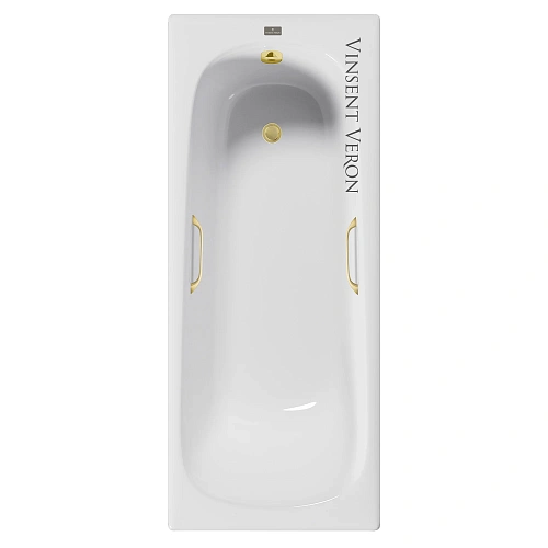 Ванна чугунная Vinsent Veron Concept 150x70x42 VCO1507042H/VH0012MGD с ручками матовое золото Ванна чугунная Vinsent Veron Concept 150x70x42 VCO1507042H/VH0012MGD с ручками матовое золото