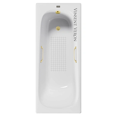 Ванна чугунная Vinsent Veron Concept 150x70x42 VCO1507042H/VH0012MGD-AS с ручками матовое золото и антискользящим покрытием Ванна чугунная Vinsent Veron Concept 150x70x42 VCO1507042H/VH0012MGD-AS с ручками матовое золото и антискользящим покрытием