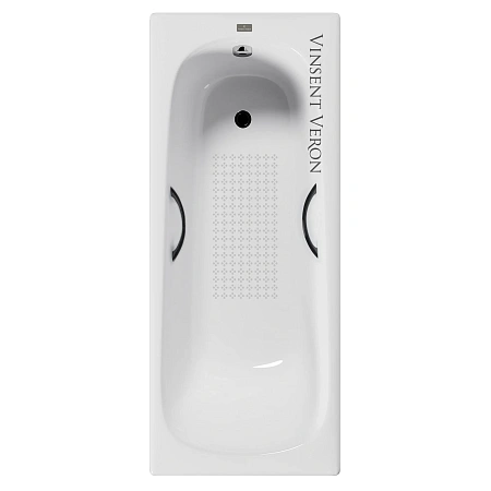 Ванна чугунная Vinsent Veron Concept 160x70x42 VCO1607042H/VH0015BL-AS с черными матовыми ручками и антискользящим покрытием Ванна чугунная Vinsent Veron Concept 160x70x42 VCO1607042H/VH0015BL-AS с черными матовыми ручками и антискользящим покрытием