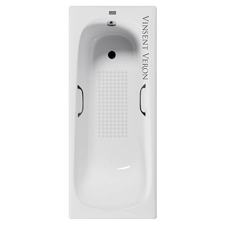 Ванна чугунная Vinsent Veron Concept 165x70x42 VCO1657042H/VH0012BL-AS с черными матовыми ручками и антискользящим покрытием Ванна чугунная Vinsent Veron Concept 165x70x42 VCO1657042H/VH0012BL-AS с черными матовыми ручками и антискользящим покрытием