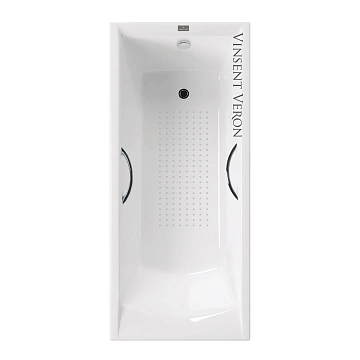 Ванна чугунная Vinsent Veron Devon 170x70x45 VDV1707045H/E60327CH-AS с хромированными ручками и антискользящим покрытием