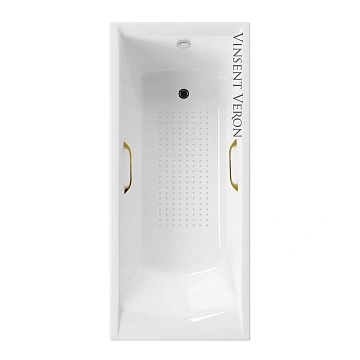 Ванна чугунная Vinsent Veron Devon 170x70x45 VDV1707045H/VH0012GD-AS с золотыми ручками и антискользящим покрытием