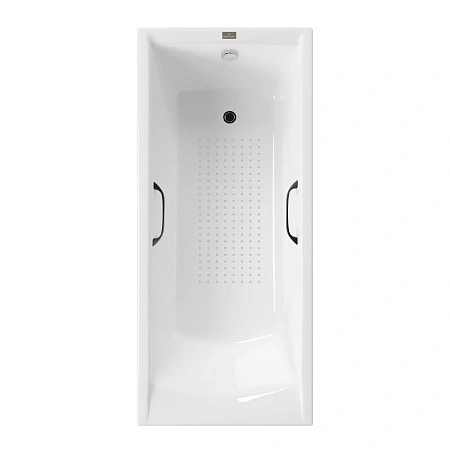 Ванна чугунная Vinsent Veron Devon 190x80x45 VDV1908045H/VH0012BL-AS с черными матовыми ручками и антискользящим покрытием