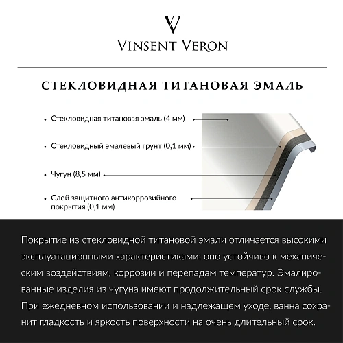 Ванна чугунная Vinsent Veron Haiti 170x80x42 VHT1708042 Ванна чугунная Vinsent Veron Haiti 170x80x42 VHT1708042