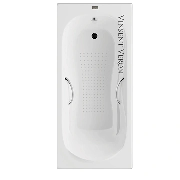 Ванна чугунная Vinsent Veron Haiti 170x80x42 VHT1708042H/VH008CH-AS с хромированными ручками и антискользящим покрытием