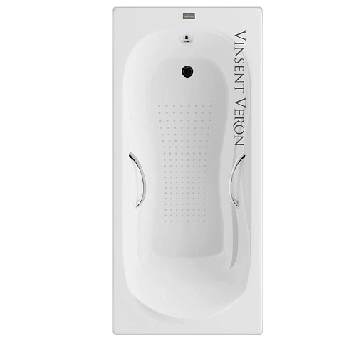 Ванна чугунная Vinsent Veron Haiti 170x80x42 VHT1708042H/VH008CH-AS с хромированными ручками и антискользящим покрытием Ванна чугунная Vinsent Veron Haiti 170x80x42 VHT1708042H/VH008CH-AS с хромированными ручками и антискользящим покрытием