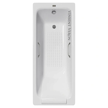 Ванна чугунная Vinsent Veron Italon 170x70x45 VIT1707045H/VH0012GM-AS с ручками оружейная сталь и антискользящим покрытием