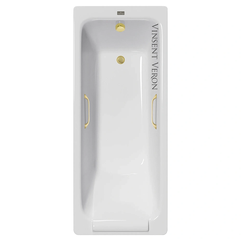 Ванна чугунная Vinsent Veron Italon 170x70x45 VIT1707045H/VH0012MGD с ручками матовое золото — Изображение 1