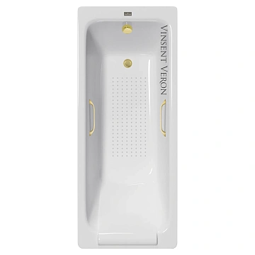 Ванна чугунная Vinsent Veron Italon 170x70x45 VIT1707045H/VH0012MGD-AS с ручками матовое золото и антискользящим покрытием
