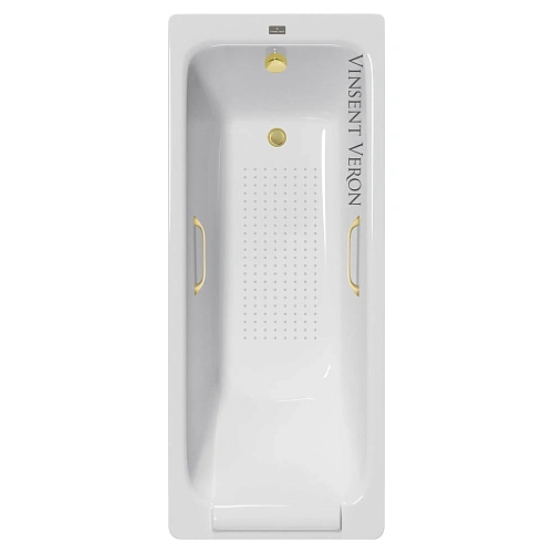 Ванна чугунная Vinsent Veron Italon 170x70x45 VIT1707045H/VH0012MGD-AS с ручками матовое золото и антискользящим покрытием Ванна чугунная Vinsent Veron Italon 170x70x45 VIT1707045H/VH0012MGD-AS с ручками матовое золото и антискользящим покрытием
