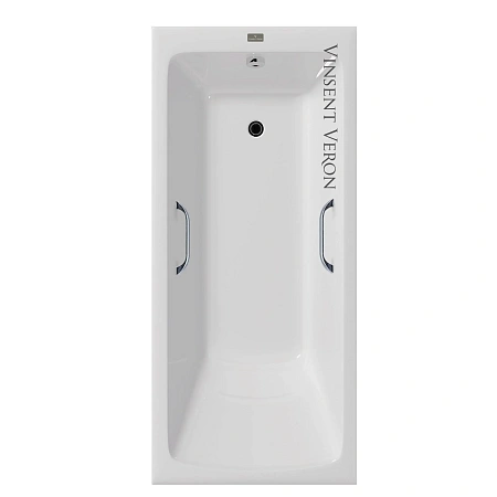 Ванна чугунная Vinsent Veron Kingston 180x80x50 VKN1808050H/VH0012CH с хромированными ручками