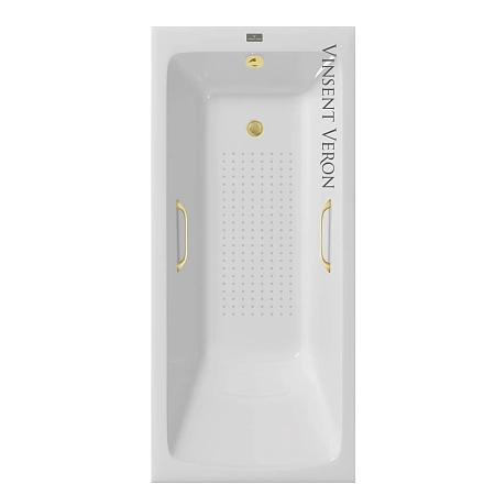 Ванна чугунная Vinsent Veron Kingston 180x80x50 VKN1808050H/VH0012MGD-AS с ручками матовое золото и антискользящим покрытием Ванна чугунная Vinsent Veron Kingston 180x80x50 VKN1808050H/VH0012MGD-AS с ручками матовое золото и антискользящим покрытием