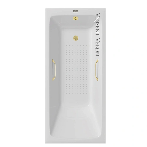 Ванна чугунная Vinsent Veron Kingston 180x80x50 VKN1808050H/VH0012MGD-AS с ручками матовое золото и антискользящим покрытием Ванна чугунная Vinsent Veron Kingston 180x80x50 VKN1808050H/VH0012MGD-AS с ручками матовое золото и антискользящим покрытием