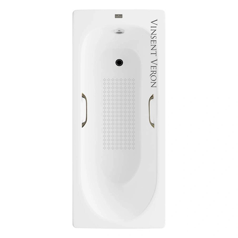 Ванна чугунная Vinsent Veron Soissons 170x70x42 VCN1707042H/VH0012BR-AS с бронзовыми ручками и антискользящим покрытием — Изображение 1