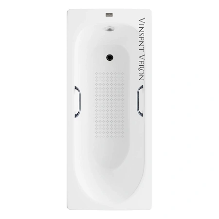 Ванна чугунная Vinsent Veron Soissons 170x70x42 VCN1707042H/VH0012CH-AS с хромированными ручками и антискользящим покрытием Ванна чугунная Vinsent Veron Soissons 170x70x42 VCN1707042H/VH0012CH-AS с хромированными ручками и антискользящим покрытием