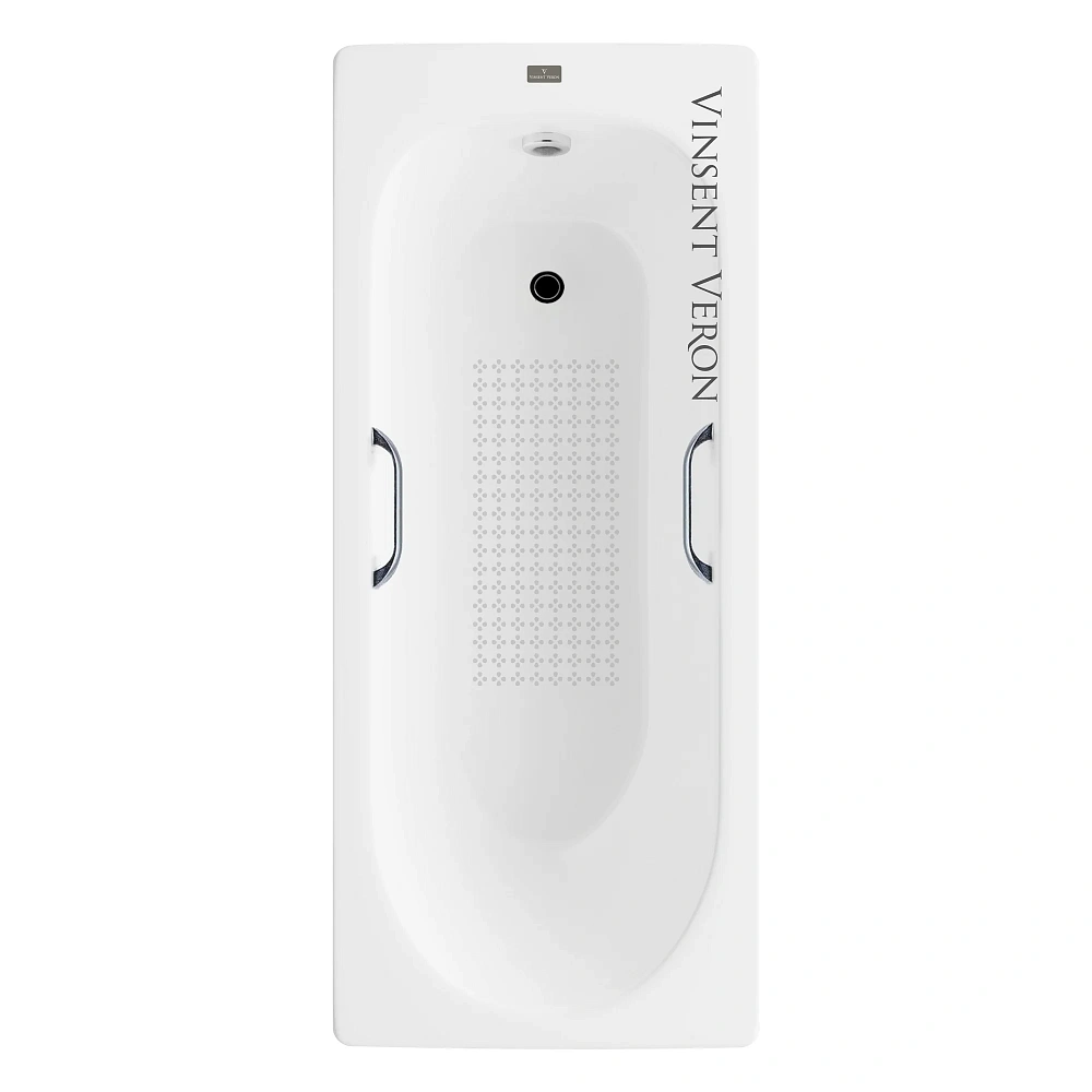 Ванна чугунная Vinsent Veron Soissons 170x70x42 VCN1707042H/VH0012CH-AS с хромированными ручками и антискользящим покрытием — Изображение 1