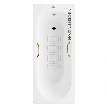 Ванна чугунная Vinsent Veron Soissons 170x70x42 VCN1707042H/VH0012GD-AS с золотыми ручками и антискользящим покрытием